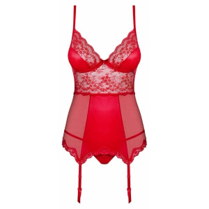 Corset Cu Portjartier Obsessive Lovica Roșu S-M