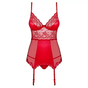 Corset Cu Portjartier Obsessive Lovica Roșu pe SexLab