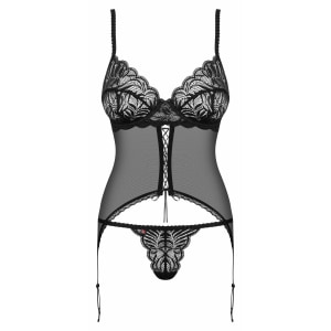 Corset Cu Șnur Obsessive Contica Negru L-XL