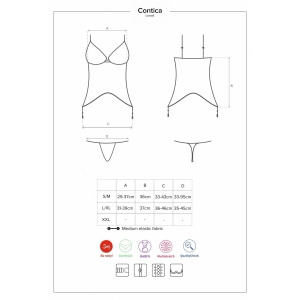 Corset Cu Șnur Obsessive Contica Negru L-XL