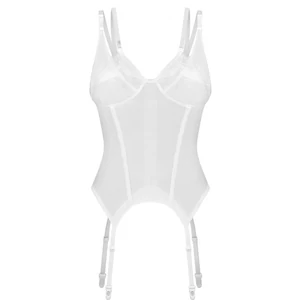 Corset Cu Bretele Si Portjartier Reglabile Corset Obsessive Arrowel Alb L-xl