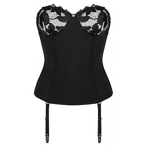 Corset Dantela Cu Portjartier Negru M-l Corset Obsessive Editya Negru Marime M-l