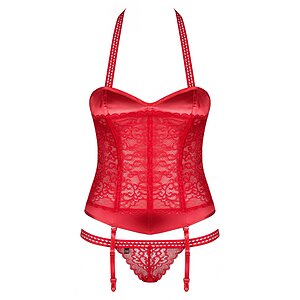 Set Lenjerie Corset Si Chilot Rosu L-xl