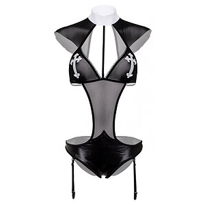 Body Roleplay Negru Marime S M Body Not So Holy Wet Look Negru