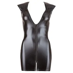 Costum Latex Dama Wetlook With Zip Negru pe SexLab