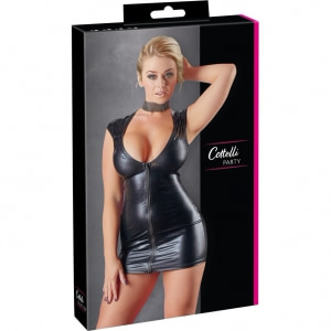 Costum Latex Damă Wetlook With Zip Negru S