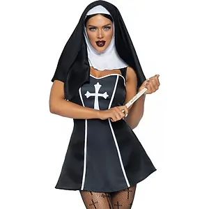 Costum Leg Avenue Naughty Nun Negru pe SexLab