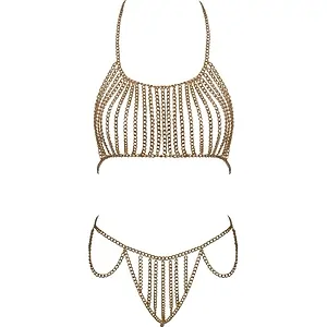 Cottelli Collection – Bikini Din Lanț Auriu, Ajustabil pe SexLab