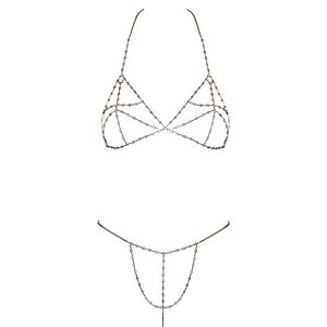 Set Lanturi Aurii Sutien Tanga Reglabil Set Lenjerie Cu Lanturi Aurii