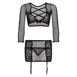 Crop Top And Skirt Leg Avenue Negru Crop Top And Skirt Leg Avenue Negru pe SexLab