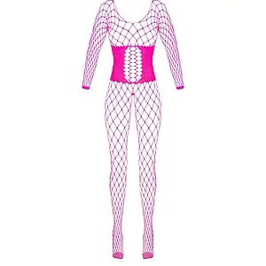 Crotchless Catsuit Cottelli Collection Touch Roz pe SexLab