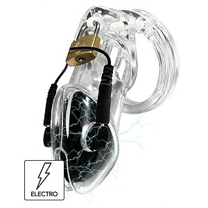 Cușcă Penis Electrică Discretă cu Telecomandă Transparent pe SexLab