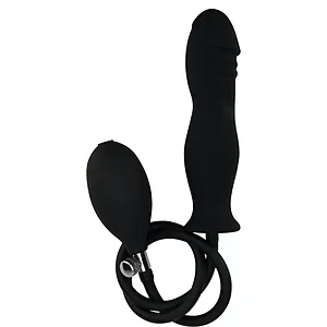 Dildo 6 Inch Silicone Inflatable Negru pe SexLab