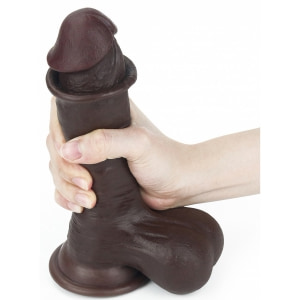 Dildo cu Ventuză Sliding Skin Dual Layer Dong Maro
