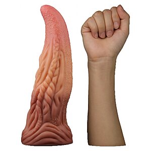 Dildo În Formă De Limbă Platinum 25cm – Strat Dublu Maro