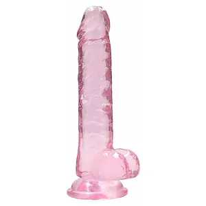 Dildo Realistic Cu Testicule 19cm Roz pe SexLab