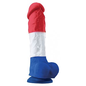 Dildo Tricolor 22.6cm Multicolor pe SexLab