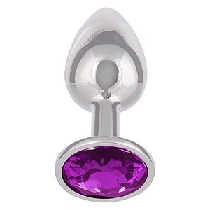 Dop Anal Jewel Mic cu Cristal Ametist, Elegant Argintiu