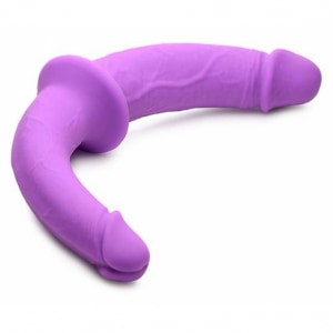 Double Charmer Silicone Double Dildo with Harness Mov Double Charmer Silicone Double Dildo with Harness Mov pe Sexlab.ro