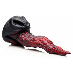 Dragon Tongue — Dildo silicon 24,4 cm, Ventuză Puternică Roșu