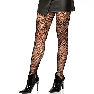 Dresuri Leg Avenue Chevron Net Negru pe SexLab