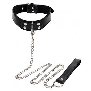 Elegant Collar and Chain Leash Negru pe SexLab