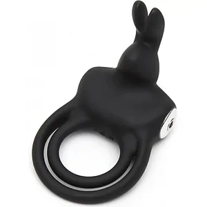 Happy Rabbit - Stimulating USB Rechargeable Rabbit Love Ring Negru pe SexLab