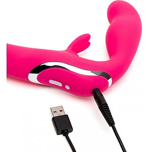 Happy Rabbit Strapless Vibe Silicon Roz Reîncărcabil USB