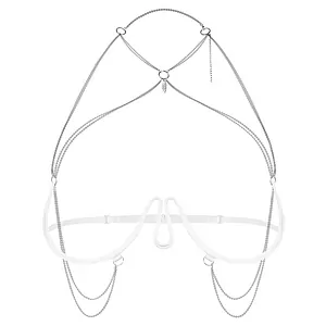 Harness Bra Obsessive Lustique Alb pe SexLab