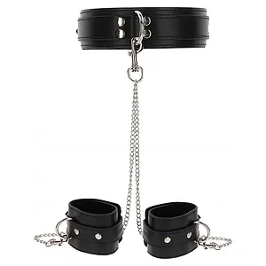 Heavy Collar and Wrist Cuffs Negru Heavy Collar and Wrist Cuffs Negru pe SexLab