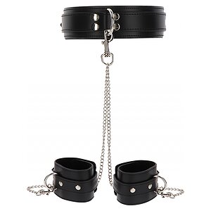 Heavy Collar and Wrist Cuffs Negru pe SexLab