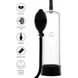 Hidden Desire Rising Star — Pompă Manuală Discretă 18 cm Negru