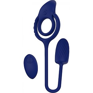 Inel Dublu ToyJoy Thria 2 Motoare Albastru pe SexLab