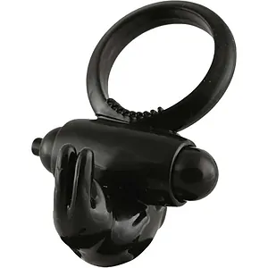 Inel Penis Malesation Vibro-Rabbit-Ring Negru pe SexLab