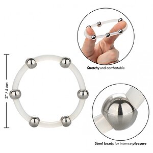 Inel Penis Steel Beaded Silicon XL Transparent