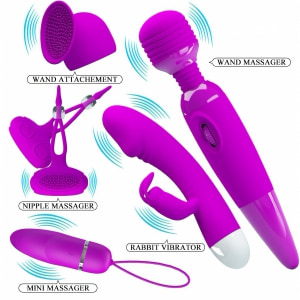 Kit Purple Desire 4 Piese Vibratoare Pentru Stimulare Variată Mov