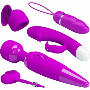 Kit Purple Desire 4 Piese Vibratoare Pentru Stimulare Variată Mov