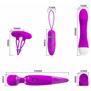 Kit Purple Desire 4 Piese Vibratoare Pentru Stimulare Variată Mov