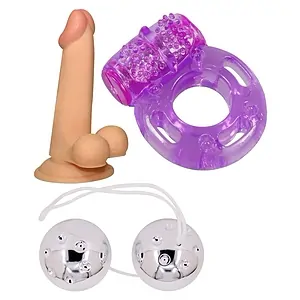 Kit Trăiri Intense: Dildo + Bile + Inel Vibrant Kit Trăiri Intense: Dildo + Bile + Inel Vibrant pe SexLab