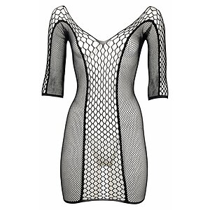 Le Desir Duo Net Sleeved Mini Dress Negru pe SexLab