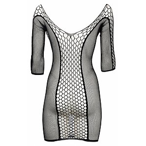 Le Desir Duo Net Sleeved Mini Dress Negru S-L