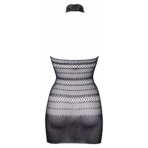Le Desir High Lace Neck Net Mini Dress Negru S-L
