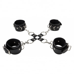 Leather Hand And Legcuffs Negru Leather Hand And Legcuffs Negru pe Sexlab.ro