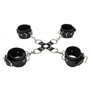 Leather Hand And Legcuffs Negru pe SexLab