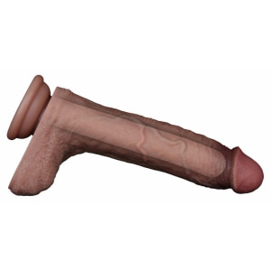 LoveToy - Dual Layered Silicone Dildo 21.5 cm (O 4.2 cm) - Brown Maro
