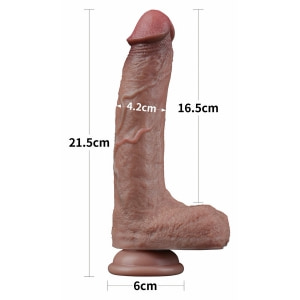 LoveToy - Dual Layered Silicone Dildo 21.5 cm (O 4.2 cm) - Brown Maro