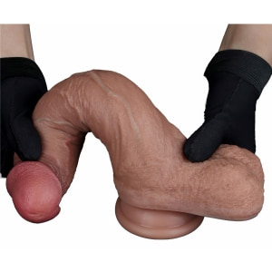 LoveToy - Dual Layered Silicone Dildo 21.5 cm (O 4.2 cm) - Brown Maro