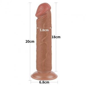 LoveToy Sliding Skin 20 cm – TPE Densitate Duală, Ventuză Puternică Maro