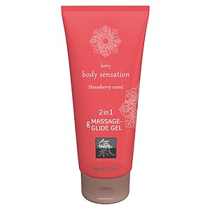 Lubrifiant Căpșuni Massage And Glide Gel 2 în 1 - pe Sexlab.ro