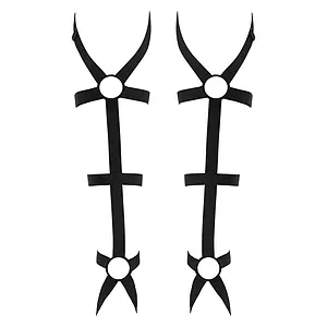 Manșete Leg Harness Obsessive Negru pe SexLab